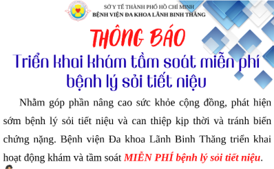 Thông báo triển khai khám tầm soát miễn phí bệnh lý sỏi tiết niệu